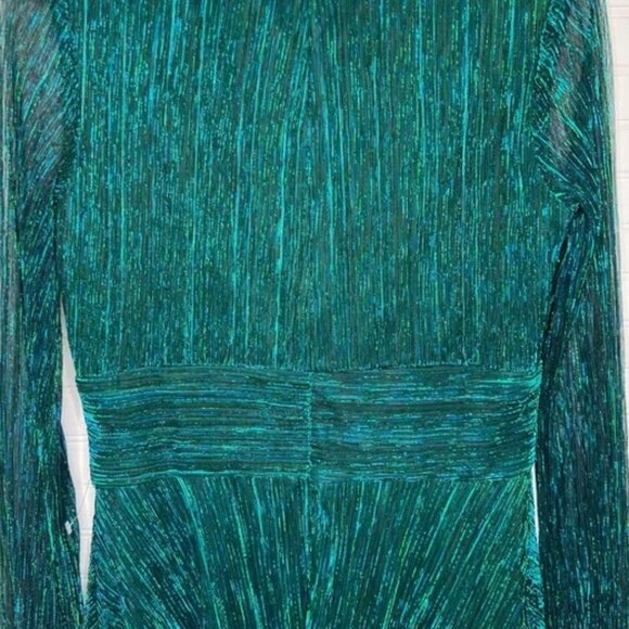 NWT Betsy & Adam "ALEXA" L/S METALLIC KNIT DRESS Sz 12 Crinkle Evening Gown - Picture 6 of 8